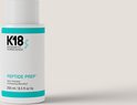 Witte K18 fles met turquoise accenten. PEPTIDE PREP™ detox shampoo, 250 ml.