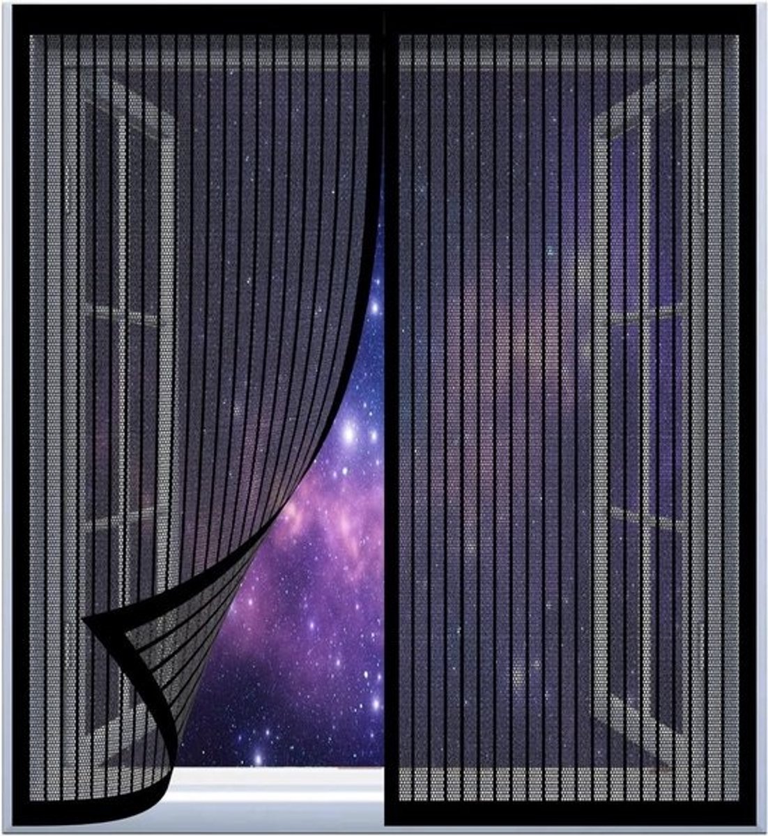 Vliegengordijn Magnetisch - Insectenhor Deur Raamgordijn - Insecten Buiten Houden - Automatische Sluiting - 100 x 70 cm - Zwart