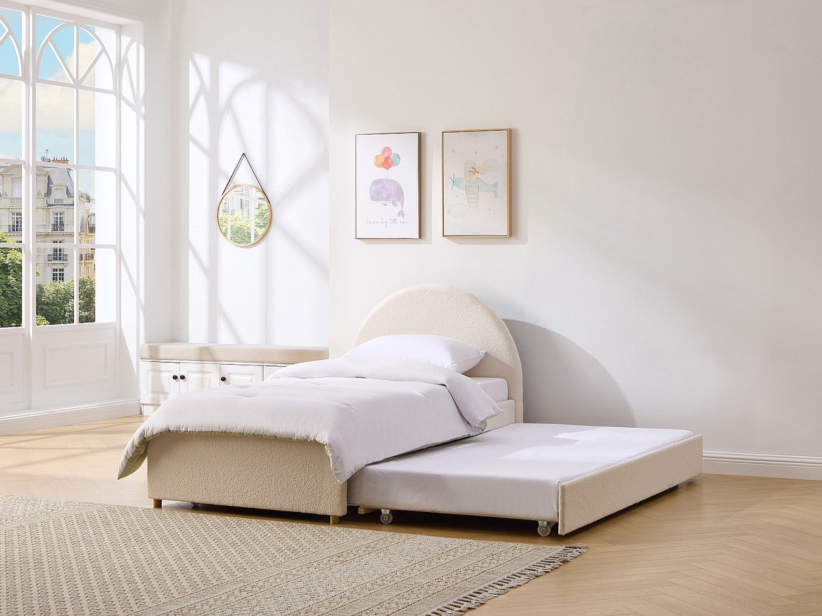 Vente-unique Bedframe stof crème 2x90x190 cm