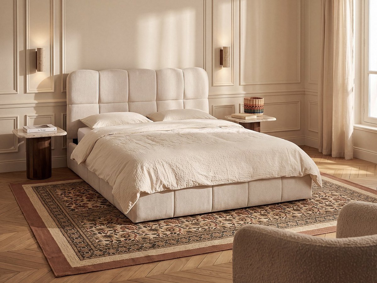 Vente-unique Bedframe stof beige 140 x 190 cm
