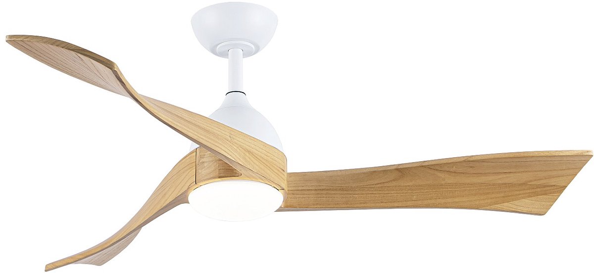 Vente-unique Plafondventilator met verlichting - B 132 cm - Natuurlijk licht paulowniahout - ELVARA