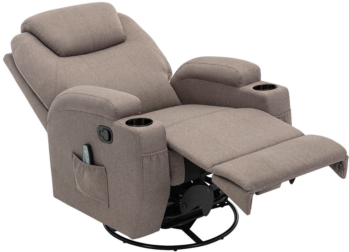 Vente-unique SILVANO stoffen massagestoel - Taupe