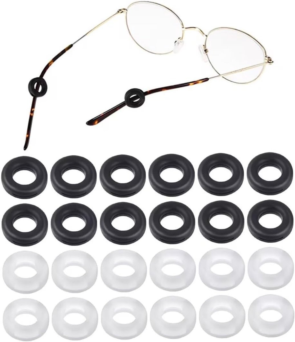 Ronde brillen met antisliphoesjes - 24 stuks zachte siliconen brilhouders voor optische brillen, zonnebrillen en leesbrillen
