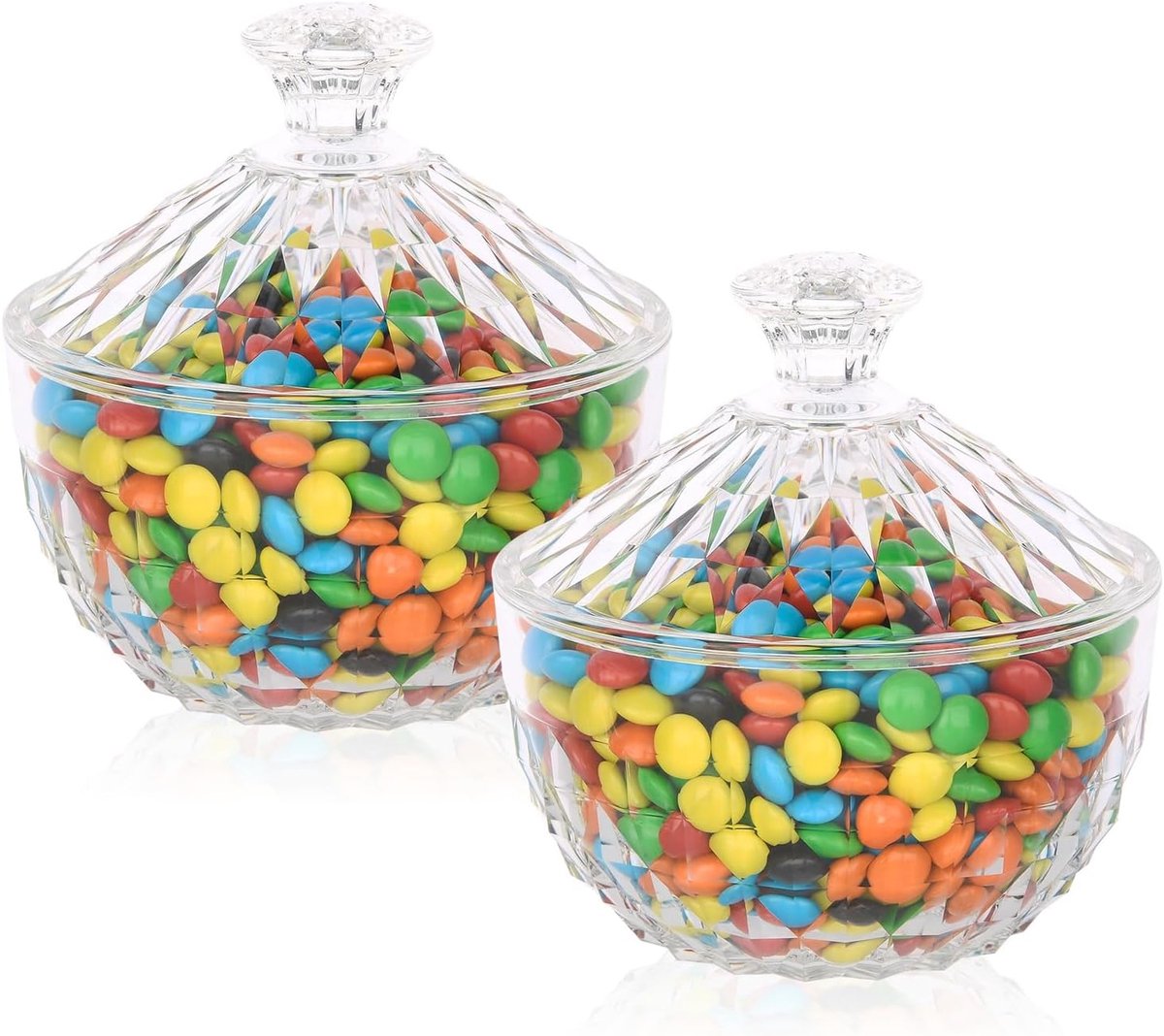 Set van 2 Acrylen Snoepdozen 300 ml met Deksel, Ideaal voor Kerst, Bewaarbox voor Snoep, Chocolade en Sieraden