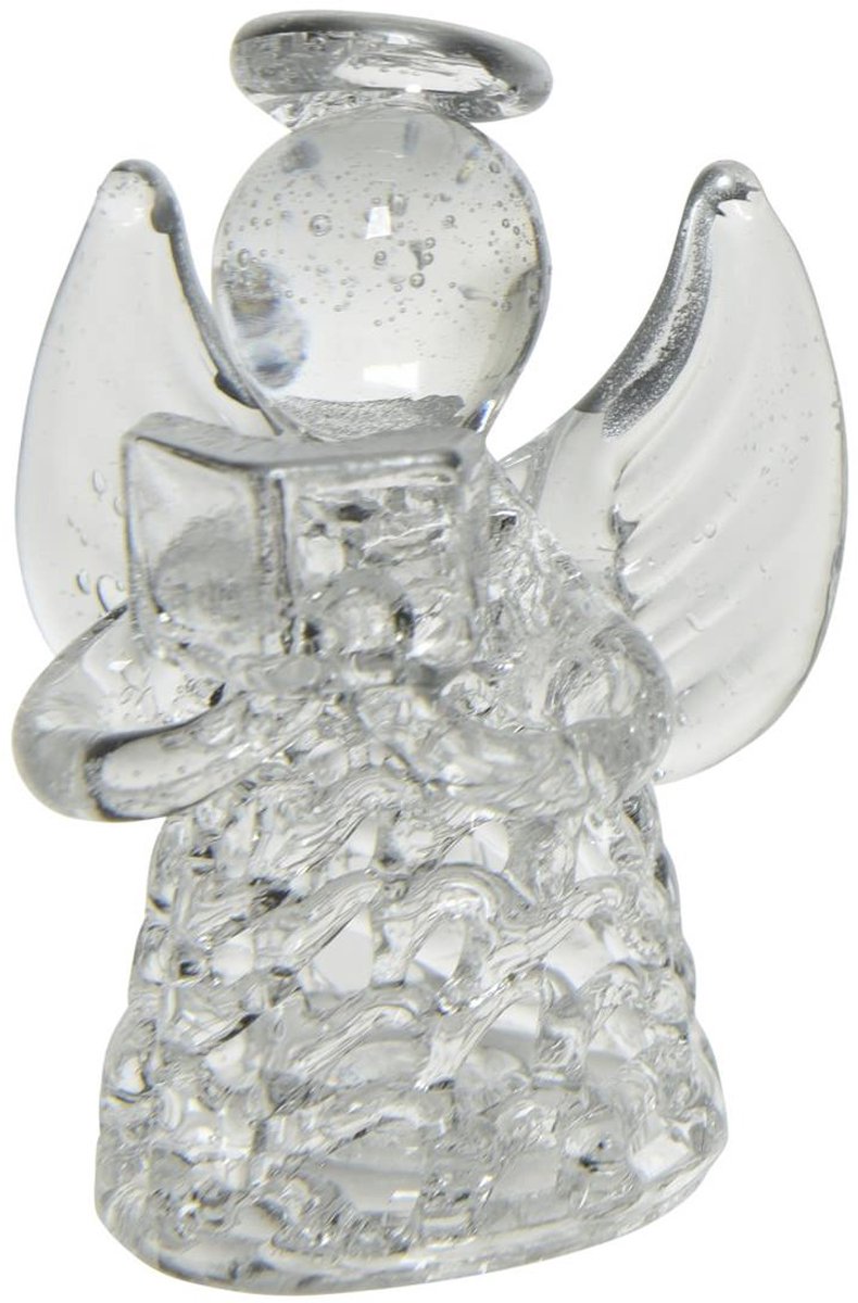 Kaemingk kerstengel met zangboek glas transparant zilver 4,5 cm