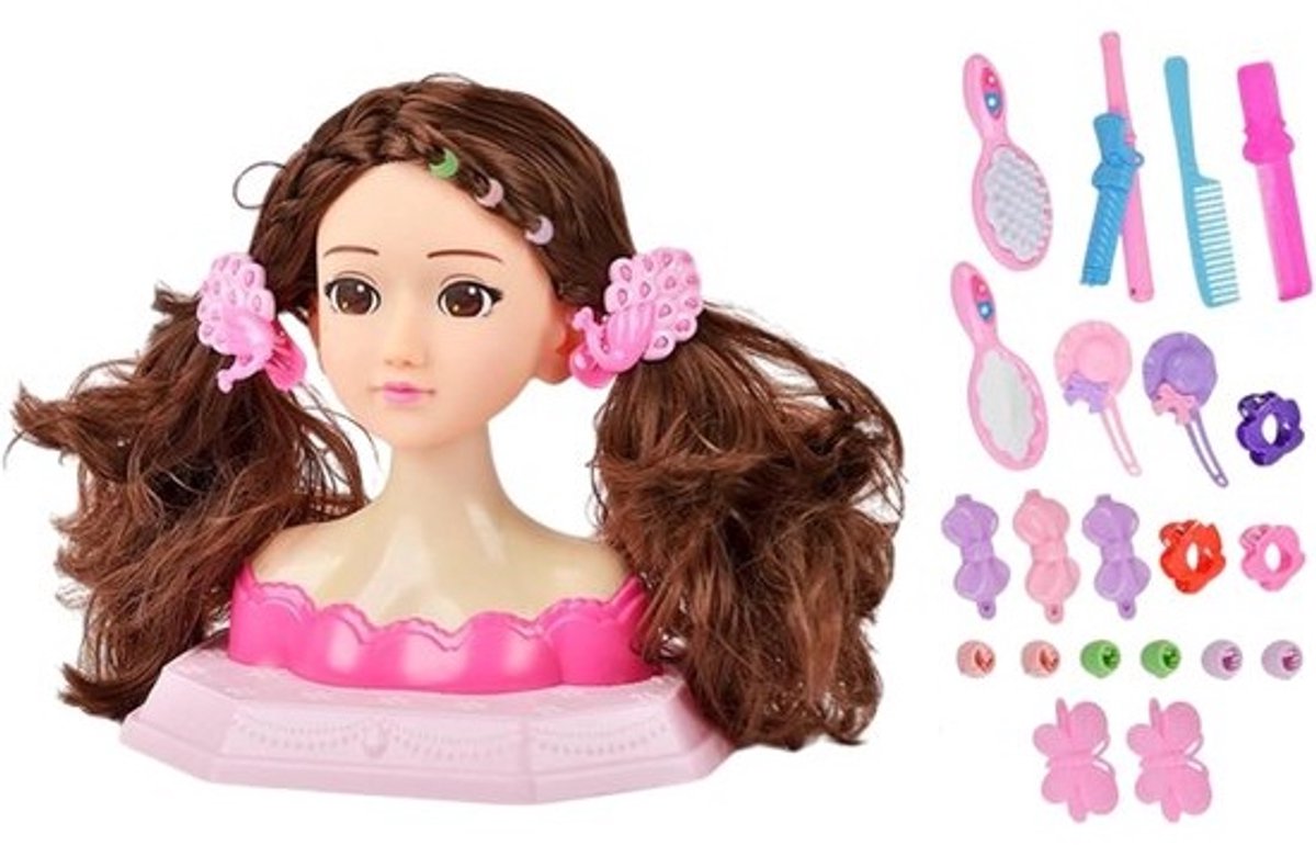 Styling Pop Hoofd - Kappershoofd Speelgoed - Oefenen Kapsels - Duurzaam ABS Plastic - 30x22x18 cm