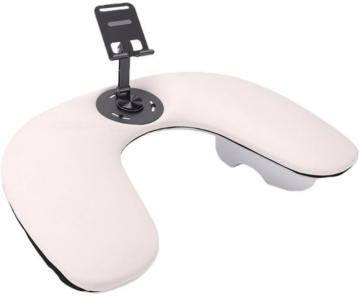 Nagelarmsteun Manicure - Handkussen Nagelstylist - Salon Thuisgebruik - 360° Draaibare Telefoonhouder - Ergonomisch Kantelontwerp - Wit ABS Lichtgewicht