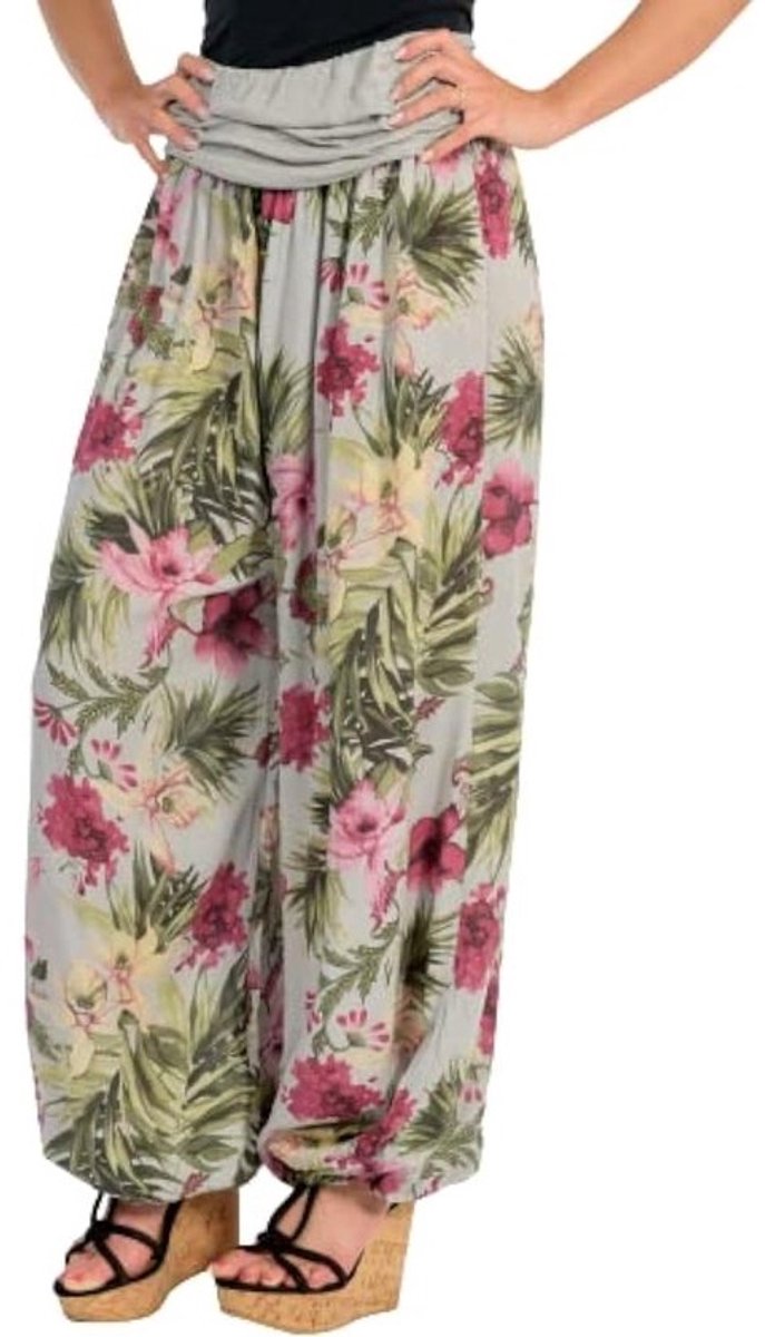 Aladdin Broek Dames - Pofbroek Harembroek - Dansen Vrije Tijd - Bloemenprint Luchtig - 22x22x3cm