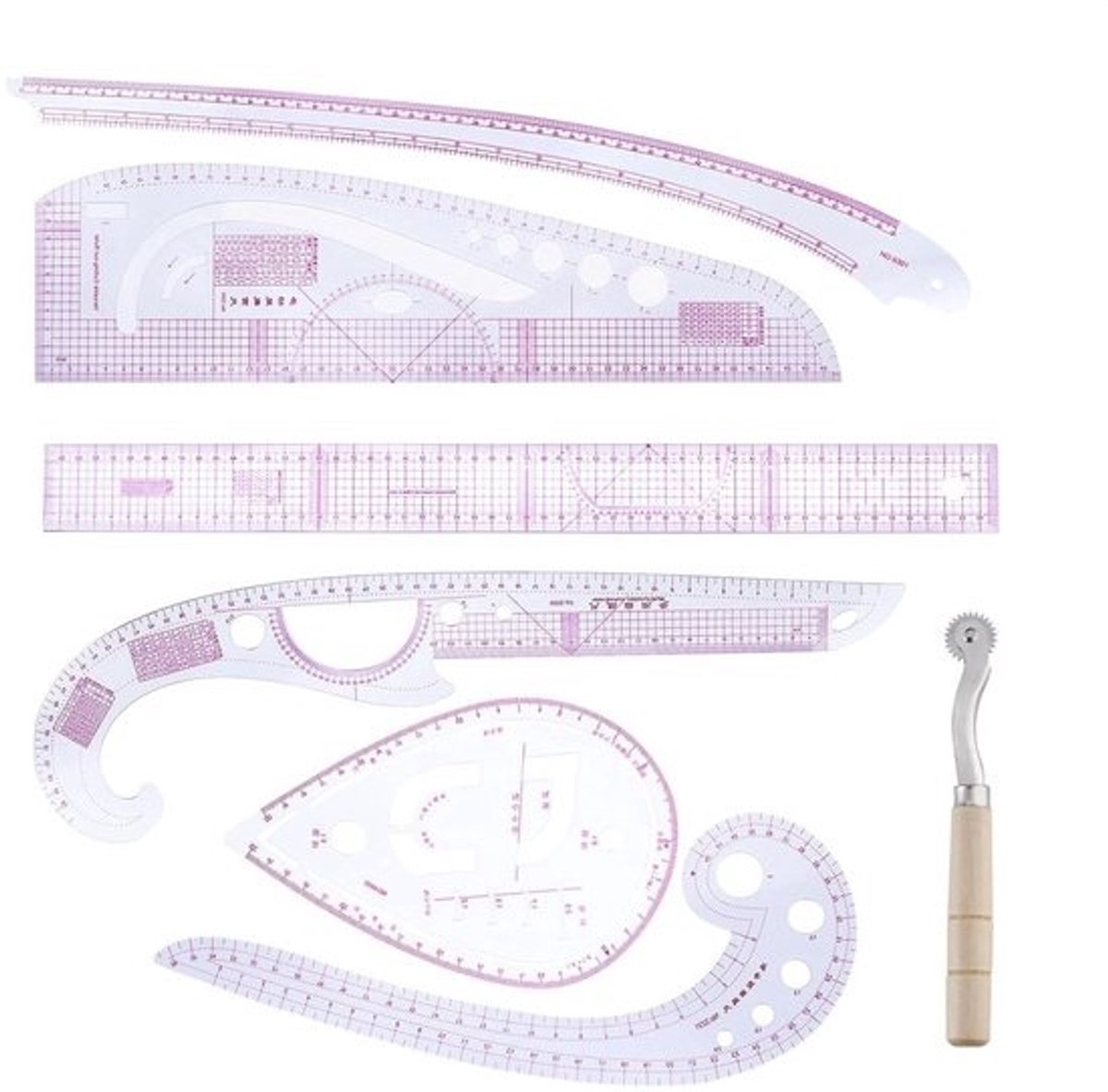 Kleding Liniaal Set voor Naaien - Professionele Multifunctionele 7-delige Set