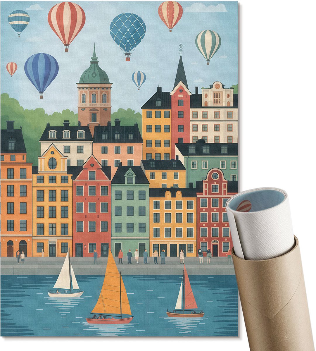 Coloray Polycanvas Poster - Mistig Landschap, Fotografie - A2 - Grijs Illustratie - Rechthoek - Muurdecoratie - Woonkamer, Slaapkamer, Kantoor - Klassiek