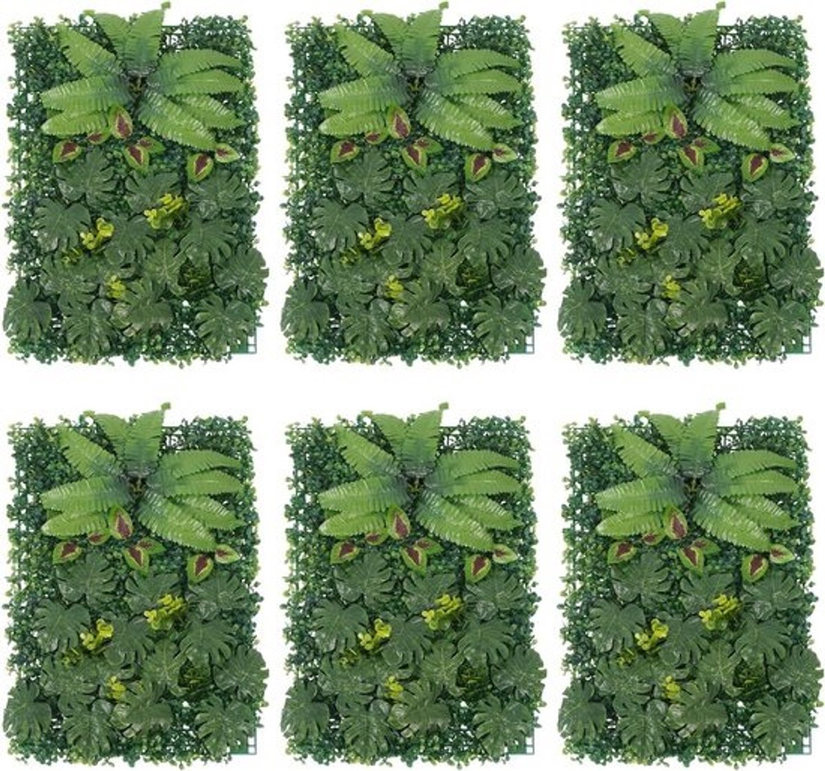 Kunsthagen Panelen - Kunstplant Muur - Decoratie Creëren - Verschillende Bladsoorten - 60 x 40 cm - Groen