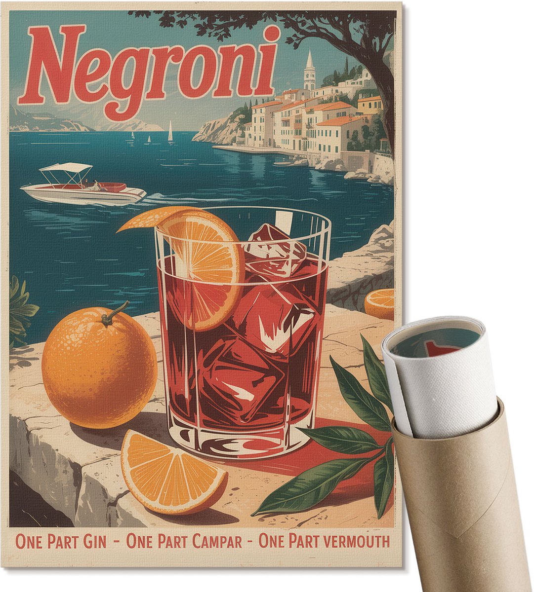 Coloray Polycanvas Wandposter - Vintage Gin, Fotografie - A3 - Beige Decoratie - Rechthoek - Interieurdecoratie - Woonkamer, Slaapkamer, Kantoor - Vintage