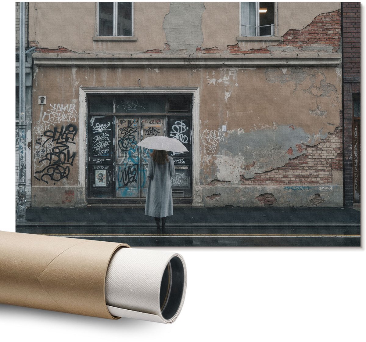 Coloray Polycanvas Poster - Bloemarrangement, Schilderen - A1 - Roze Motief - Rechthoek - Kunstposter - Slaapkamer - Romantisch