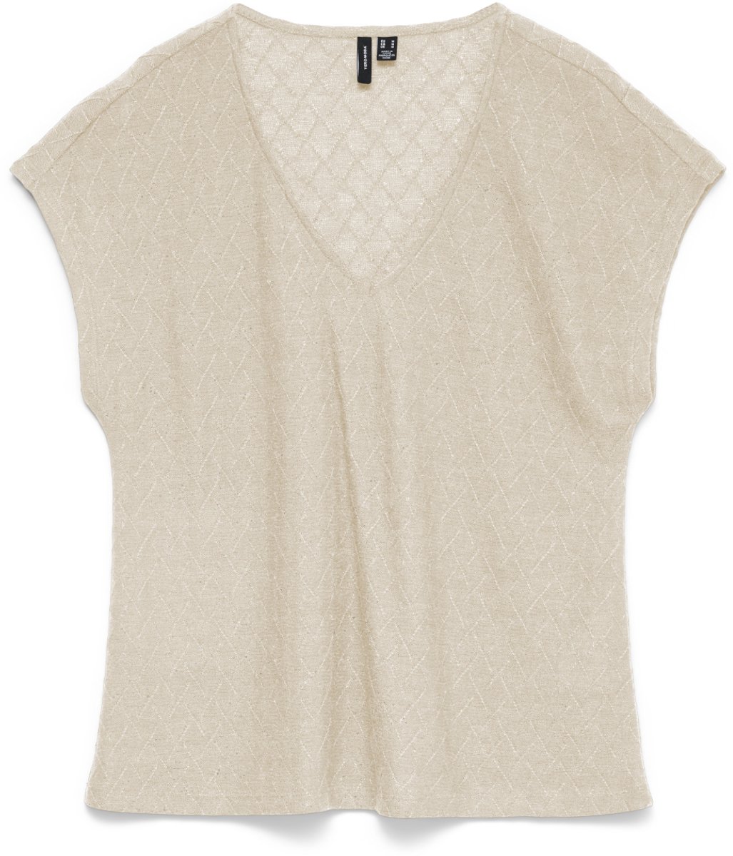 Vero Moda Top Vmmara S/s V-neck Top Jrs Btq 10351025 Birch/dtm Lurex Dames Maat - XS