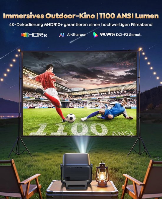 Smart Beamer - 4K Projector - Thuisbioscoop Creëren - Geïntegreerd Google TV - 1080p Resolutie - Zwart — afbeelding 4