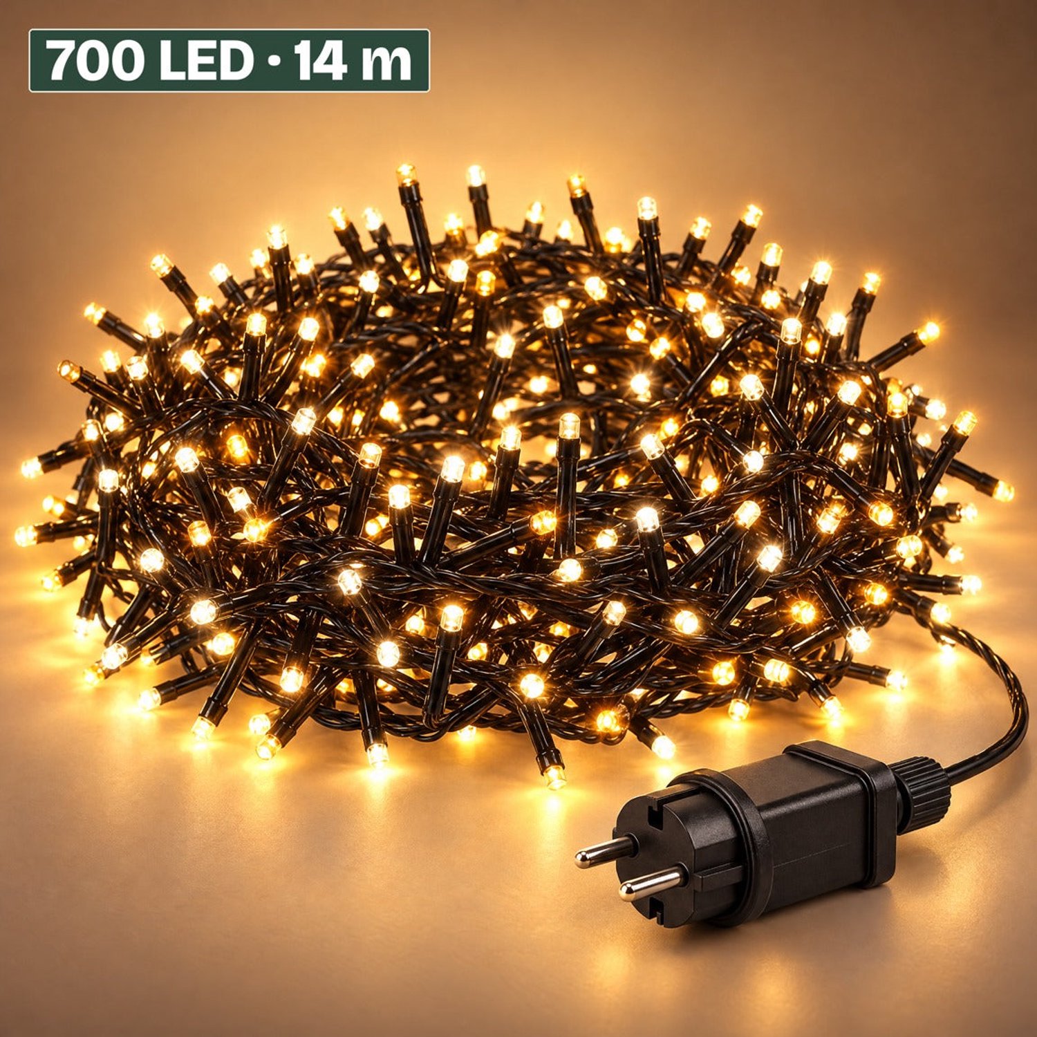 Levano Kerstverlichting Buiten 700 LED 14 m - Kerstboomverlichting Warm Wit - Kerstlampjes - Lichtsnoer Binnen en Buiten - Clusterverlichting Kerstboom - Microcluster Extra Warm Wit - Buitenverlichting Kerst - LED Lampjes - Lichtslinger - Timer