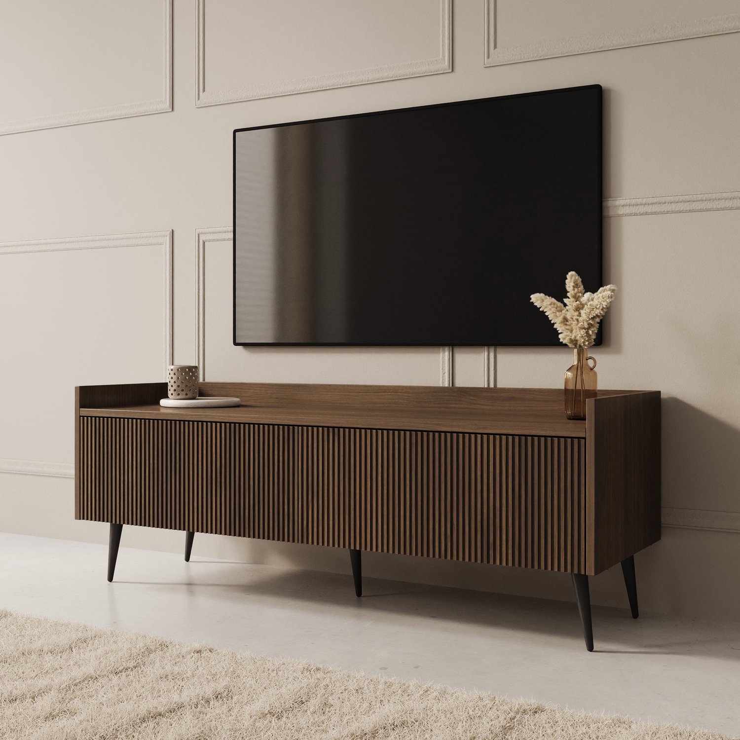 MEUBELLA Asty - TV-Meubel - Donker eiken - 121 cm Bruin