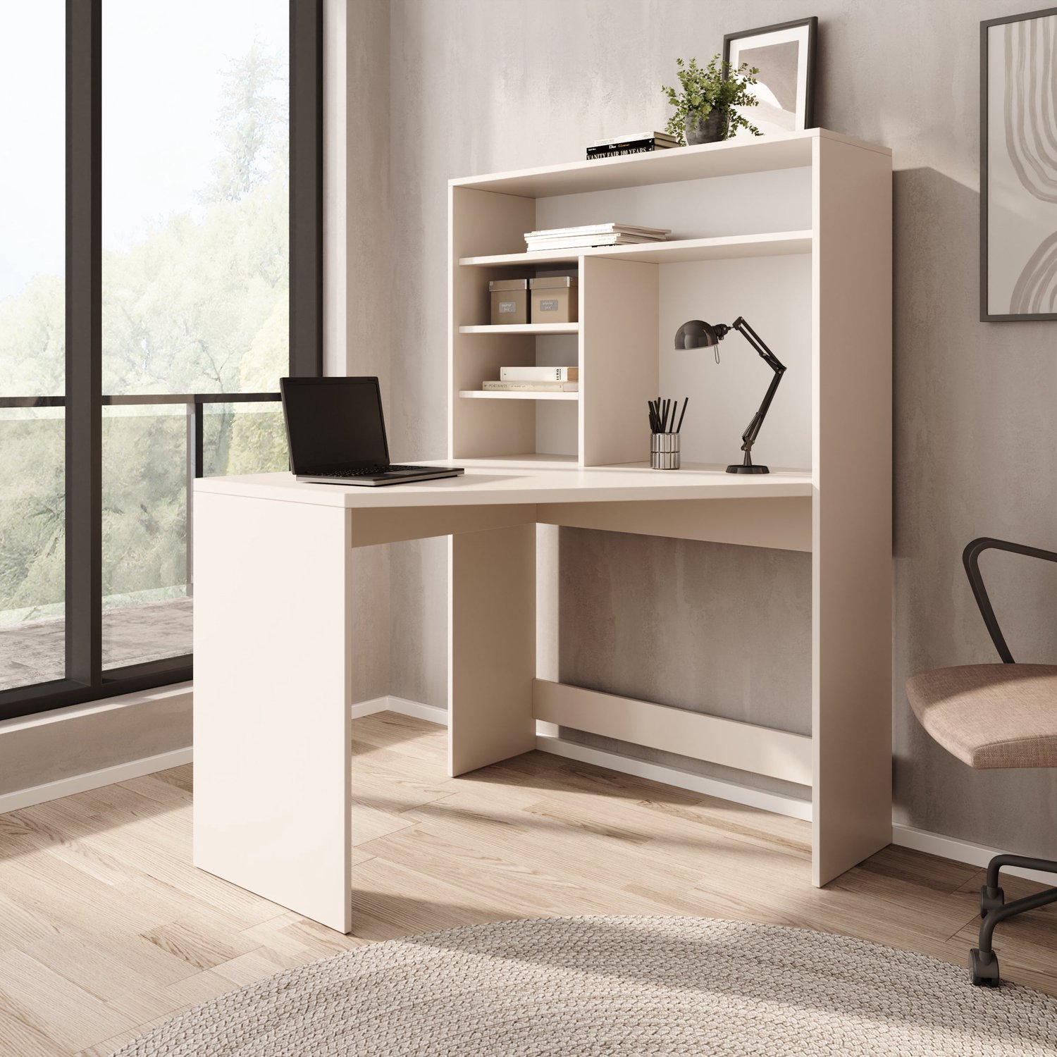 MEUBELLA Brento - Bureau - Beige - 101x96x75 cm
