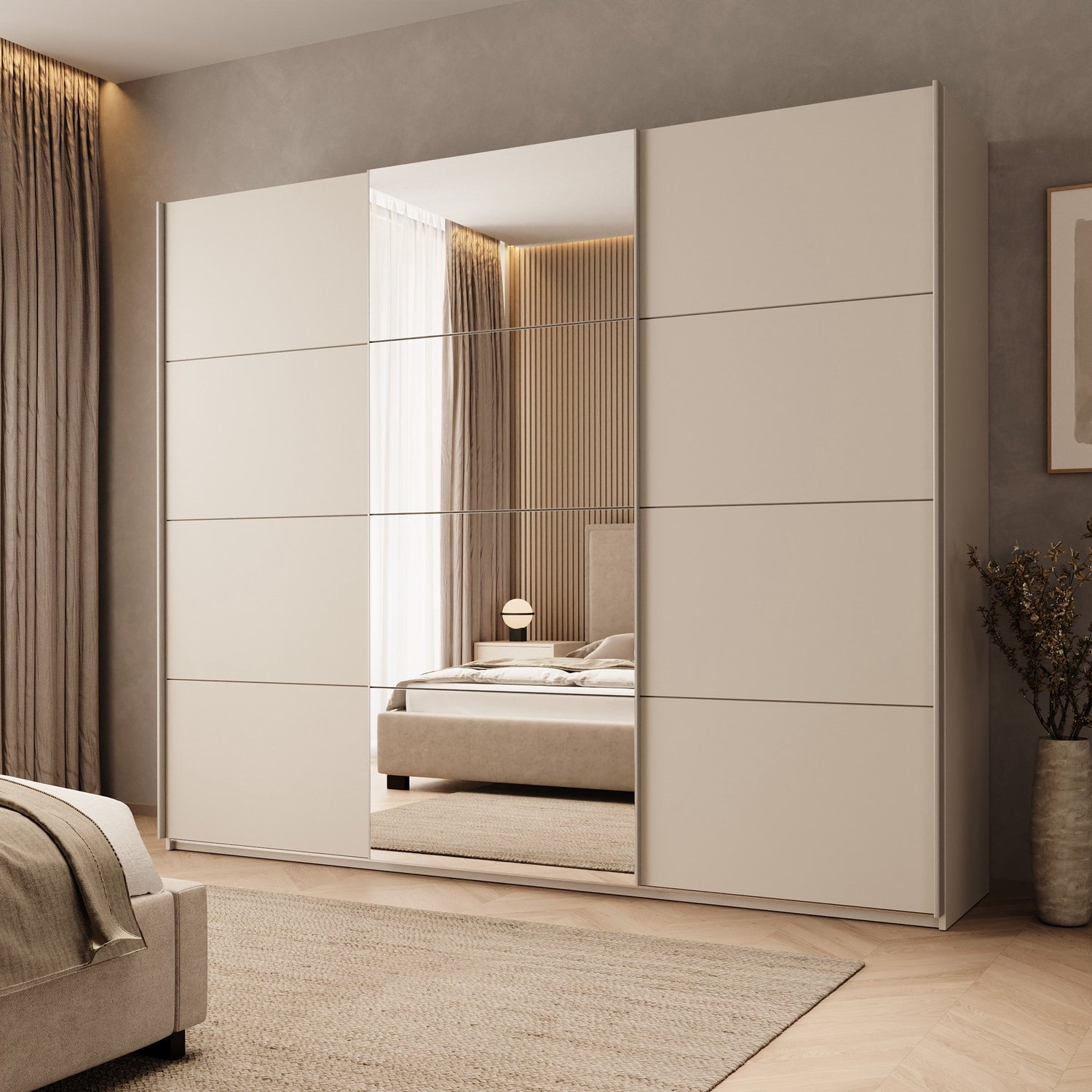 MEUBELLA Oscar - Kledingkast met schuifdeuren - Beige - 250x60x210 cm