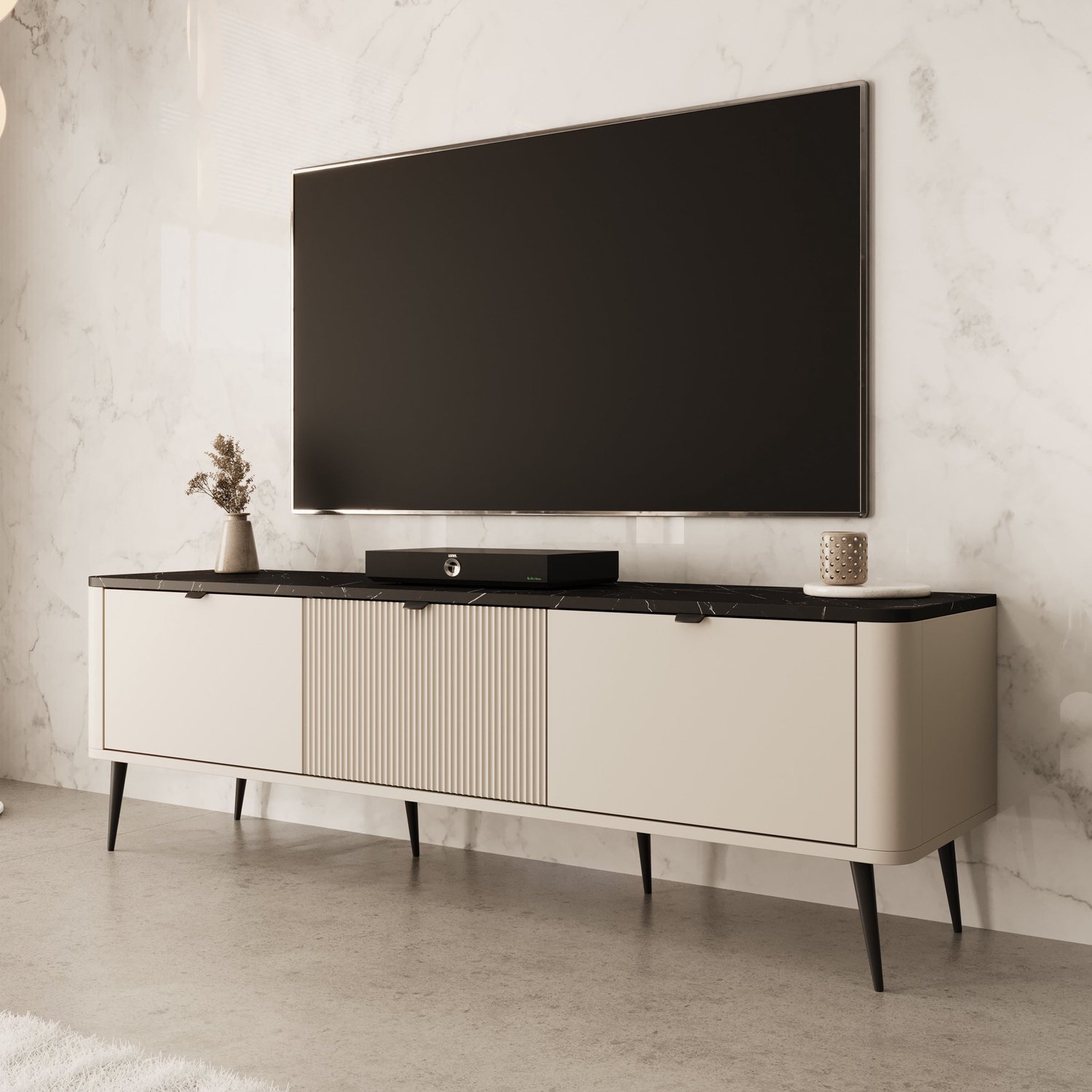 MEUBELLA TV-Meubel Mace - Beige - 160 cm