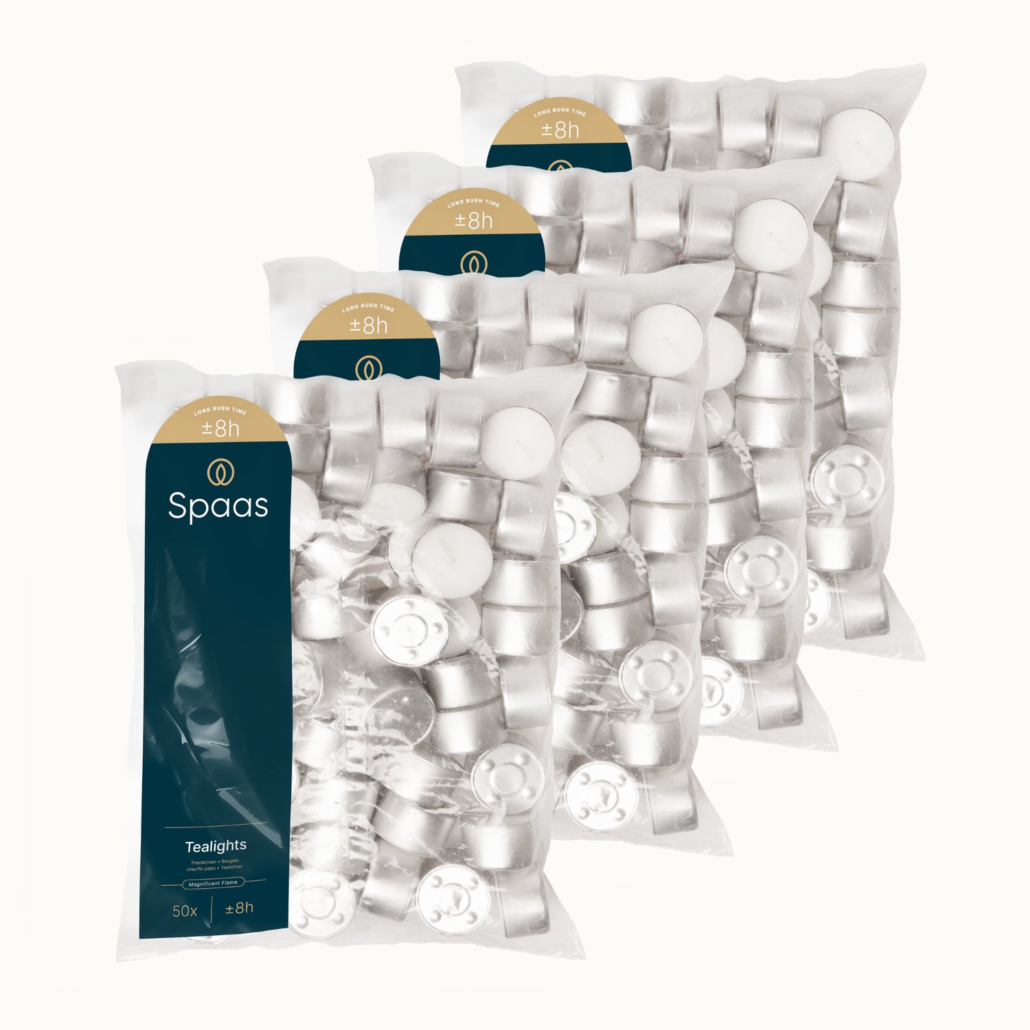 SPAAS Theelichten Grootverpakking – 200 kaarsen – Geurloos – circa 8u - Ø3,9cm Wit