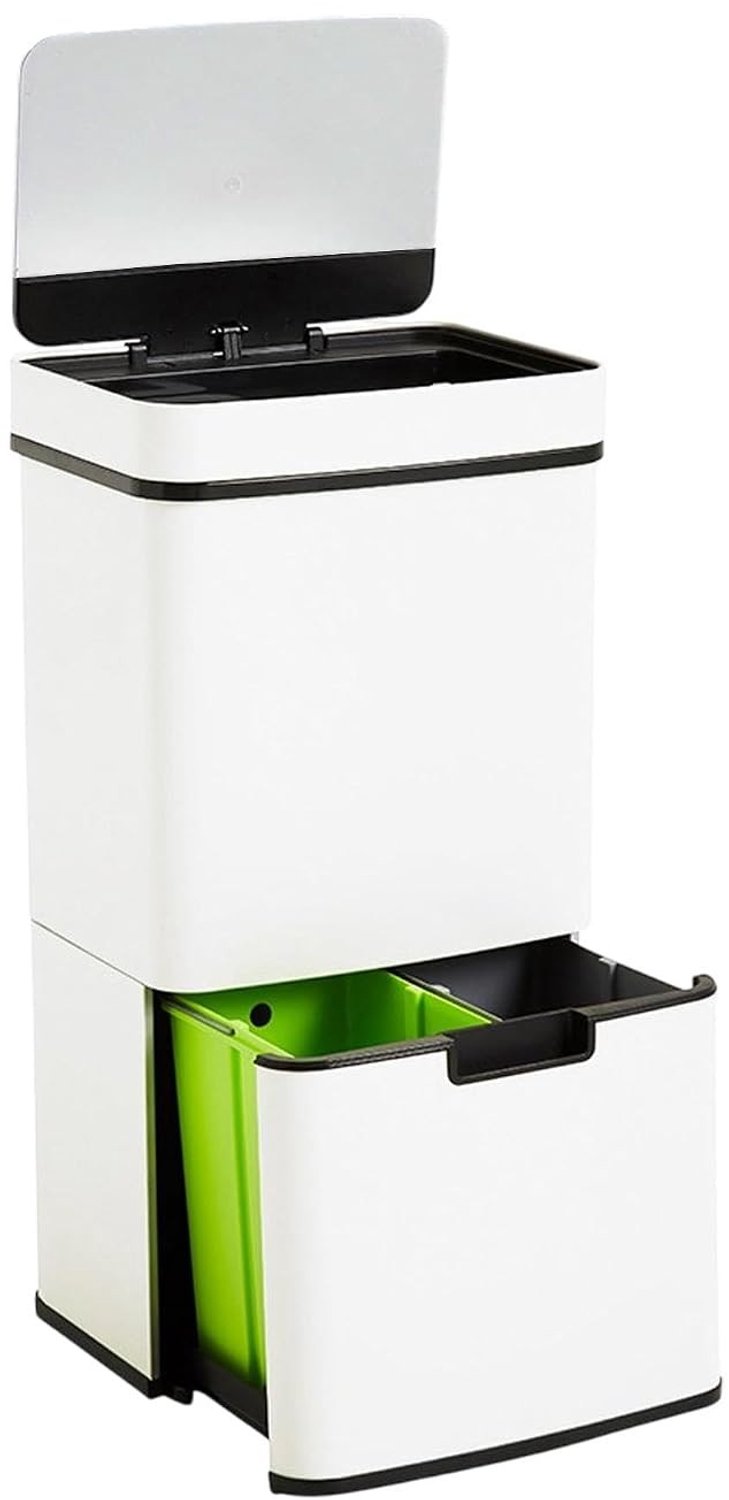 Vuilnisemmer met Sensor - Wit - 42 x 31,5 x 74,5 cm - Roestvrij Staal met Automatische Opening - Voor Keuken