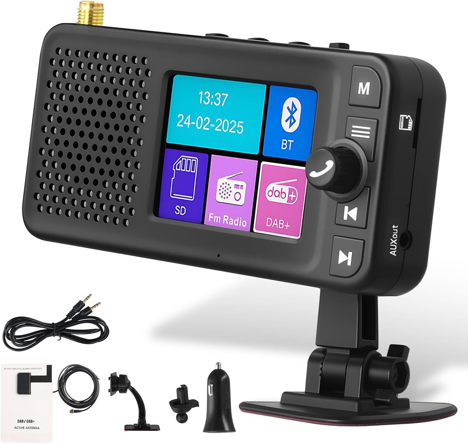 Digitale DAB+ Radio-adapter voor Autoradio - Zwart - Compacte Adapter met Bluetooth en LCD-display - Voor Auto en Thuisgebruik