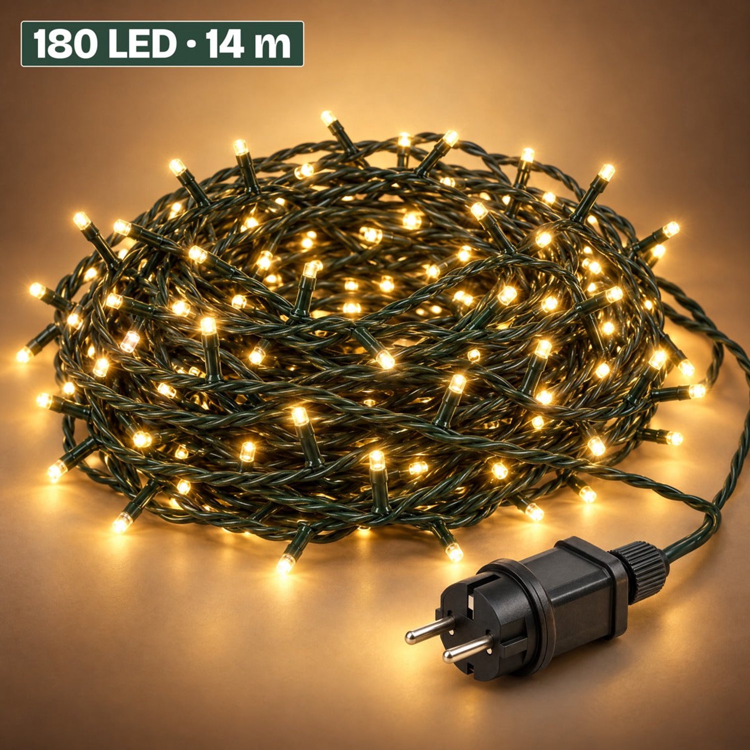 Levano Kerstverlichting Buiten 180 LED 13,5 m Warm Wit - Lichtsnoer voor Binnen en Buiten - Kerstlampjes - Buitenverlichting - LED Verlichting - Kerstboomverlichting - Lichtslinger - Kerstlichtjes - Lampjes Slinger - Kerstversiering