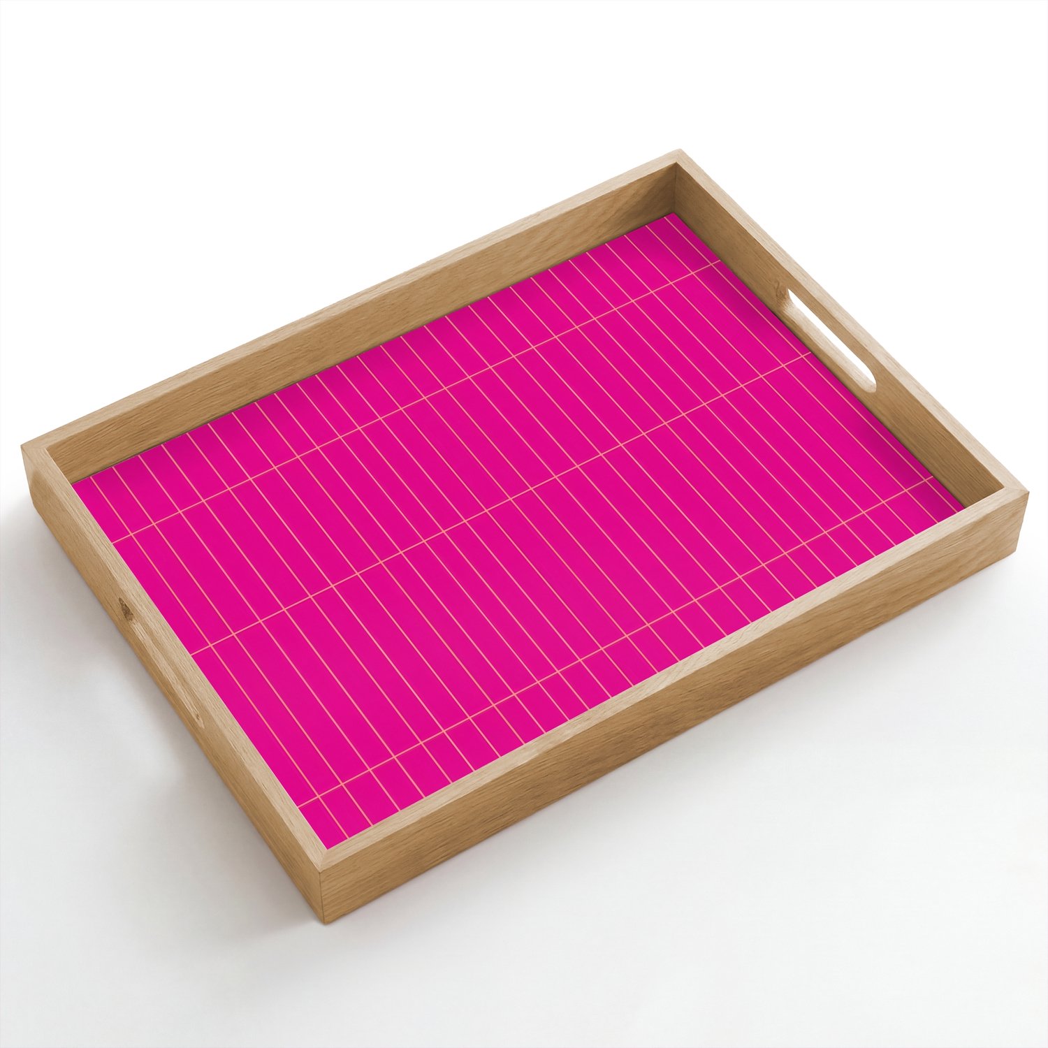 Dienblad hout 50x35 cm - Schootdienblad - Patroon - Tegel - Magenta - Roze - Borrelplank rechthoek - Plateau dienbladen
