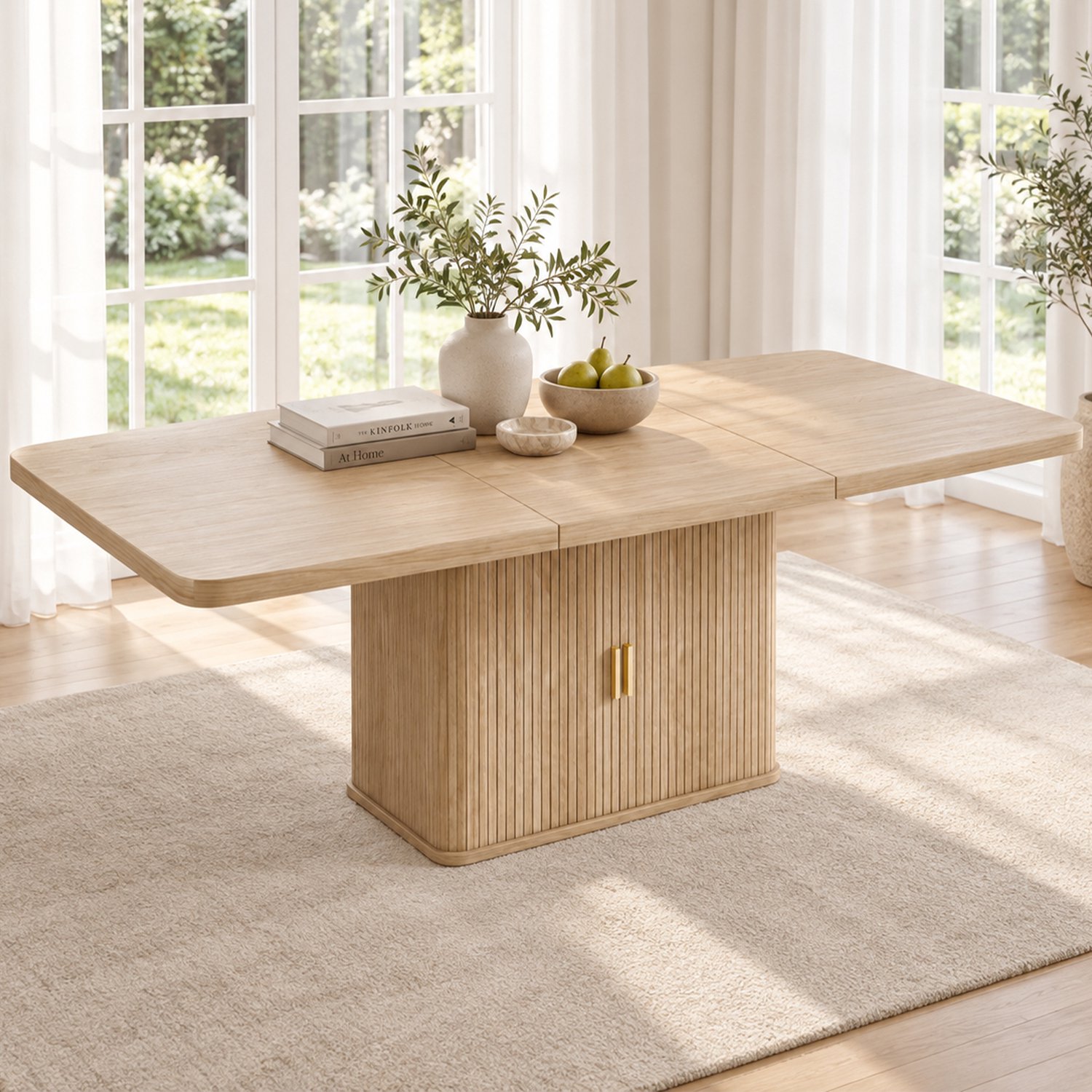 STILVORA Eettafel - Uitschuifbaar Met Opbergruimte - Voor 6 Tot 8 Personen in de Eetkamer - MDF in Eikenkleur - 150 tot 200 x 90 x 75 cm
