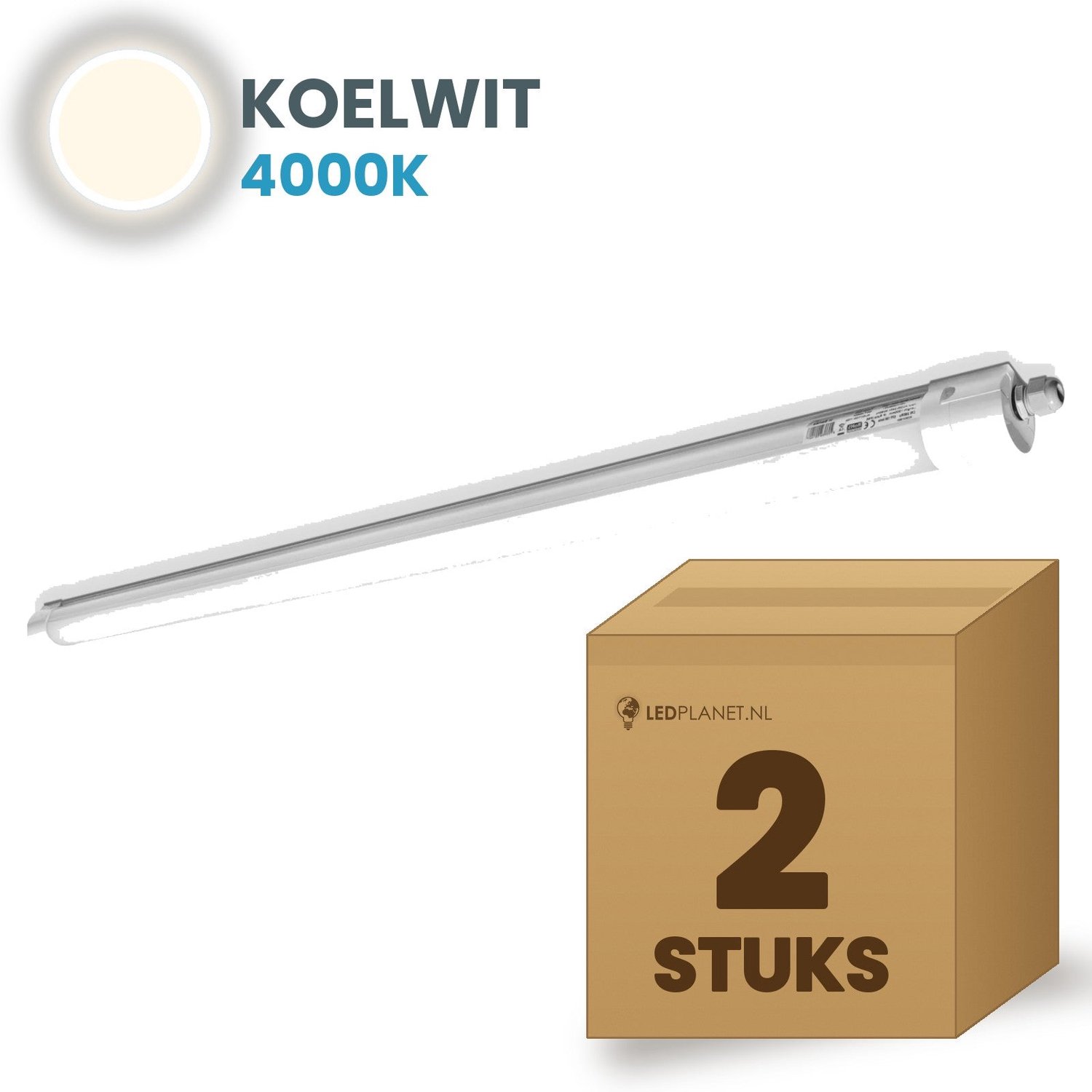 Tsong TL armatuur Tri Proof 600mm 2 stuks - 18W 2700lm - Koelwit 4000K - Niet koppelbaar - IP65 - Basic - 230V