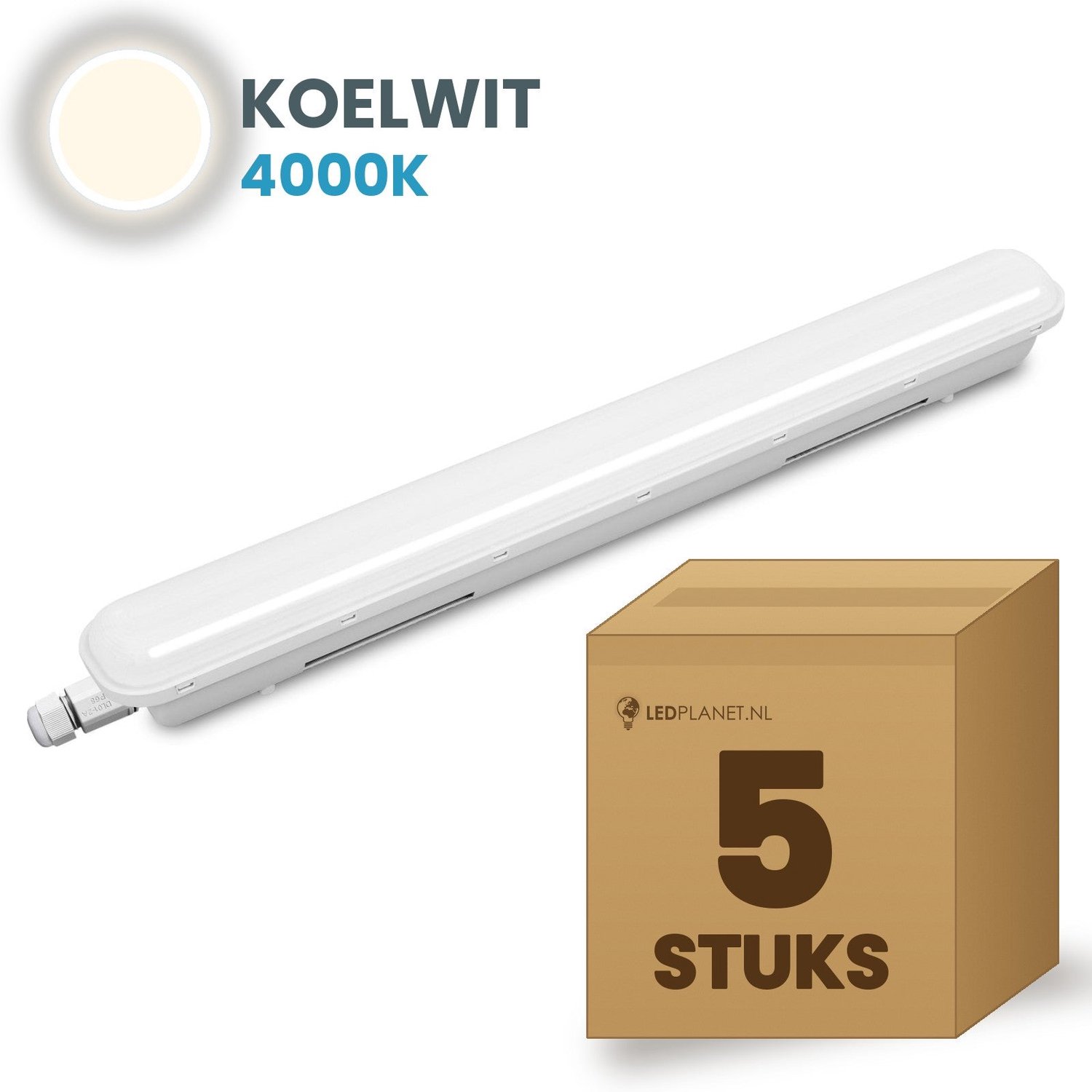 Tsong TL armatuur Tri Proof 1200mm 5 stuks - 36W 4500lm - Koelwit 4000K - Met sensor - Niet koppelbaar - IP65 - 230V