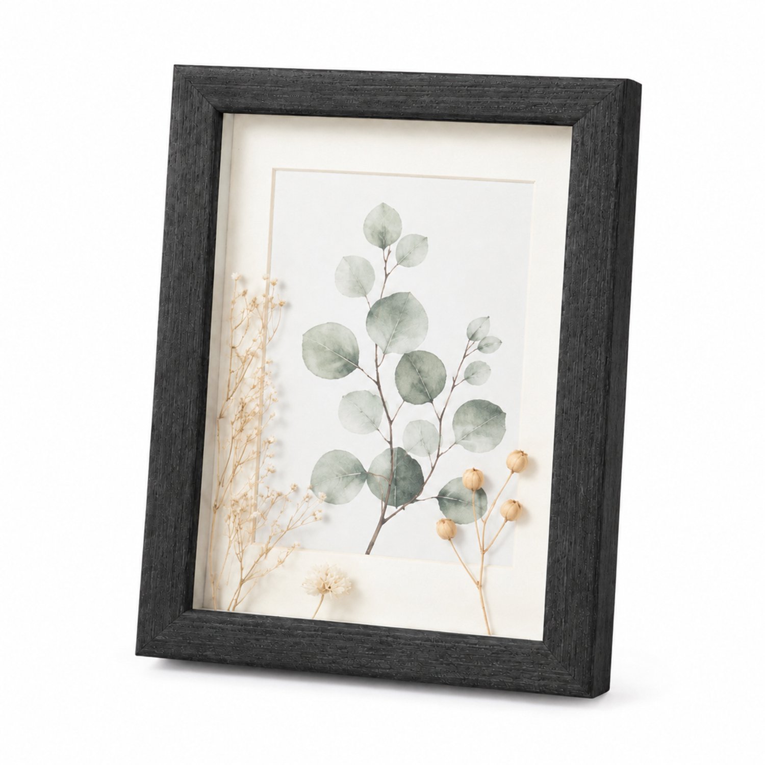 SWGOTA MDF-fotolijst met zwarte houtnerf, 30 x 40 cm (12 x 16 inch), 2 cm binnenruimte, rechthoekig, inclusief glas en afbeelding
