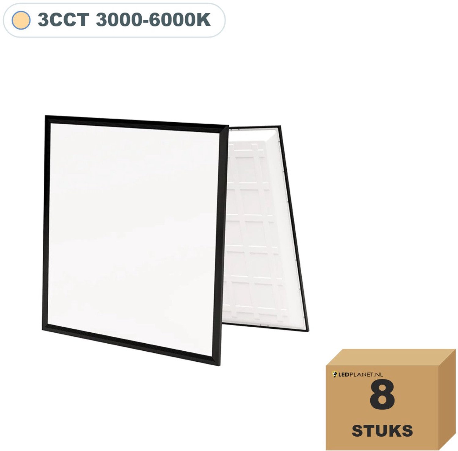 Tsong LED paneel 60x60 cm - 8 stuks - 36W - 5040 lm - 3CCT - Back-lit - UGR Instelbaar (CCT)