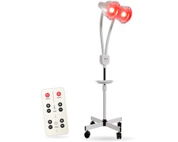 Resty Infraroodlamp 550 W - Infrarood Warmtelamp met Rood Licht - Dubbele Kop - Statief, Timer en Afstandsbediening