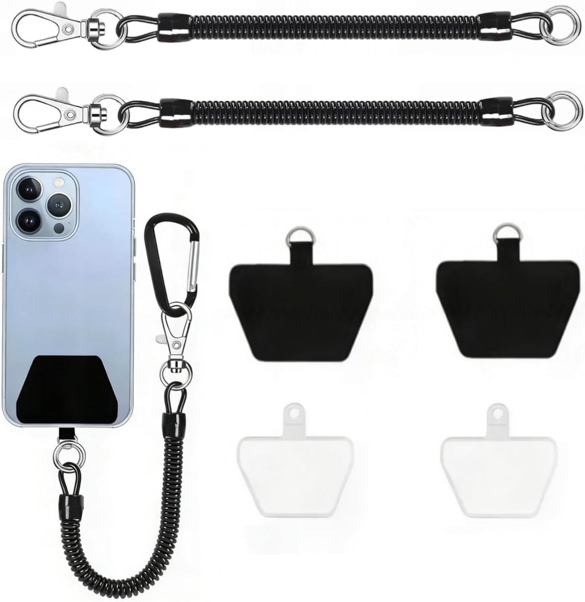 Mobiele telefoon diefstalbeveiliging - 2 stuks - flexibele spiraalkabel - veilig wandelen - ShopVlot