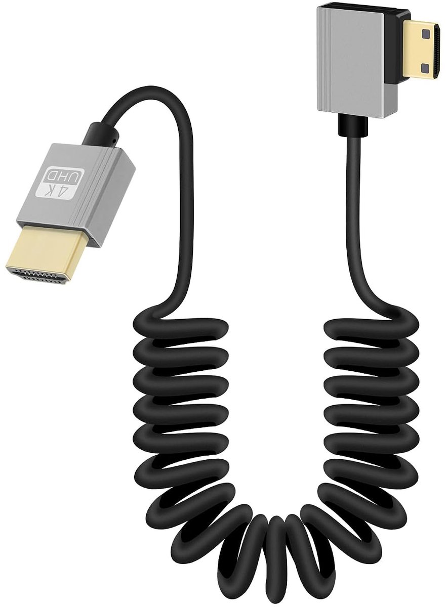 4k Mini HDTV Connector to HMDI Connector Spiral Cable 1m (Right) - ShopVlot