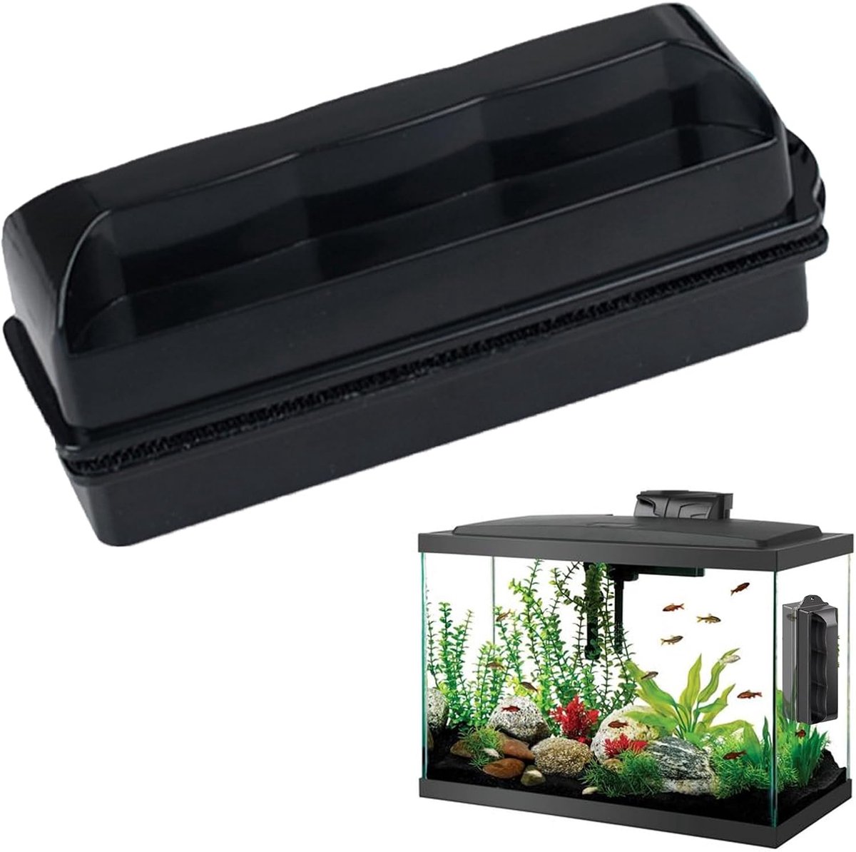 Aquarium reinigingsmagneet M - sterke magnetische borstel - voor algenverwijdering - handsfree aquariumonderhoud - ShopVlot
