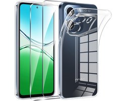 Phoona Beschermhoes voor Oppo A5X 4G/5G, 2-delig gehard glas, transparant, TPU-siliconen, beschermhoes voor Oppo A5X - ShopVlot