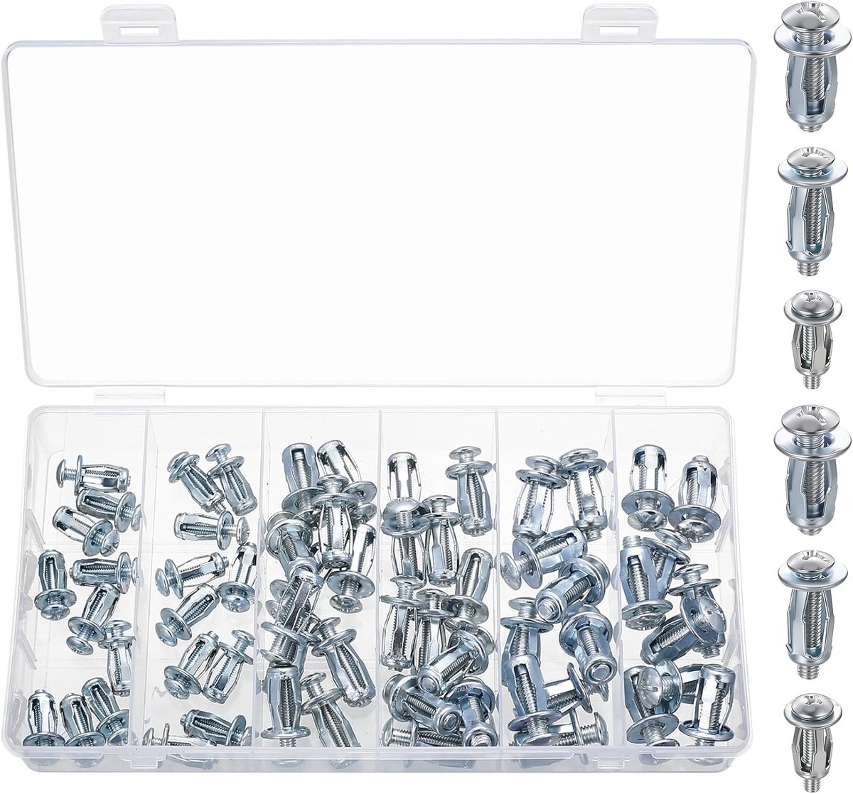 60Pcs. hollow space metal anchors, M4 M5 M6 Heavy Duty Hollow Space Dowel Set, Hollow Wall Dowel Set, Metal Hollow - ShopVlot