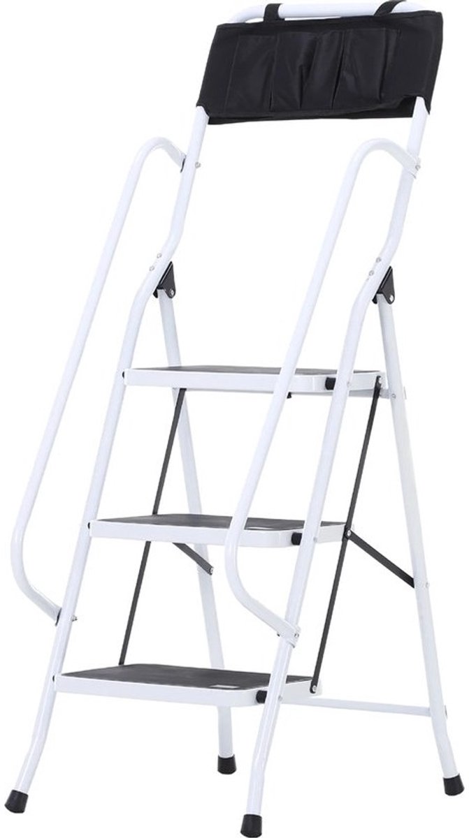 Gran Vida® - Opvouwbare huishoudtrap - Opvouwbaar - 4 treden - Antislip - Inclusief zijleuning