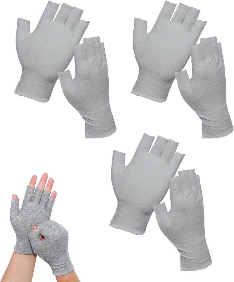 3 paar katoenen handschoenen, hydraterende handschoenen, dunne gebreide neurodermitis, ademend, handgemaakte dunne en droge handschoenen, geschikt voor droge handen, vingerloos design