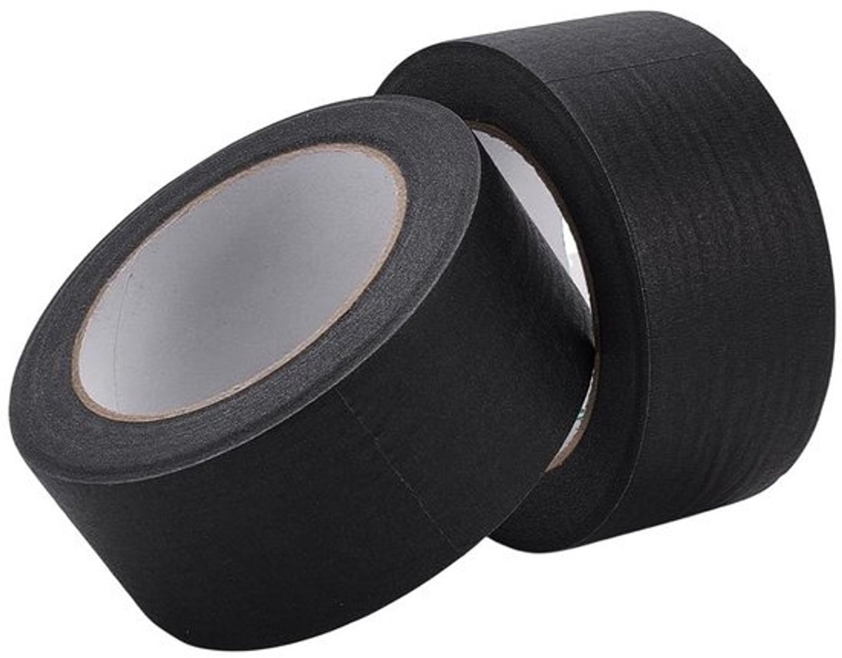 2 rollen zwarte schilderstape 50m/rol - 5cm breed, residuvrij en niet-reflecterend