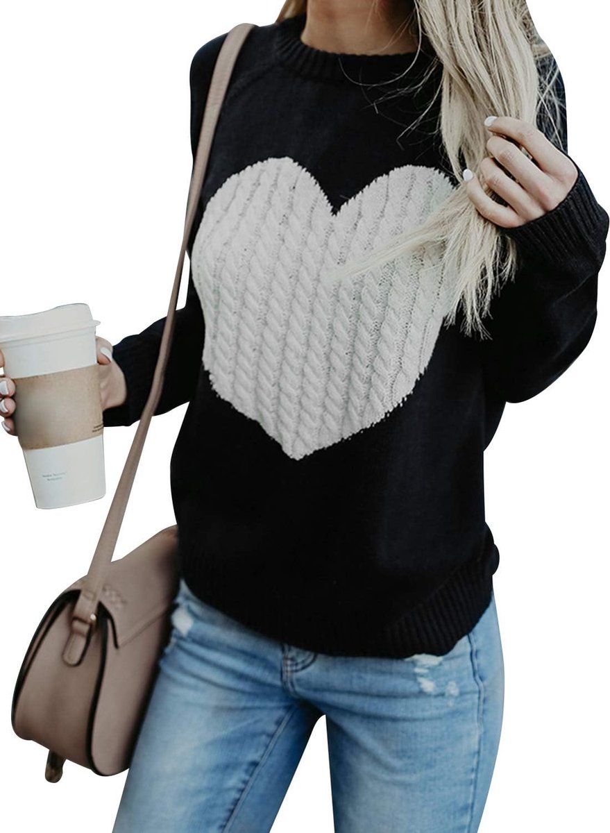 Trui voor dames, oversized, gebreide trui, ronde hals, elegante sweater, lange mouwen, winter, outwear, thermische top, casual, kersttrui voor vrouwen