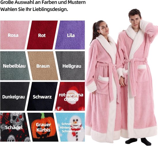 Badjassen Mannen en vrouwen Universeel Zacht flanel materiaal Extra grote zak ontwerp Een maat Als cadeau voor een vriendin Moeder Vriend (Pink) — afbeelding 5