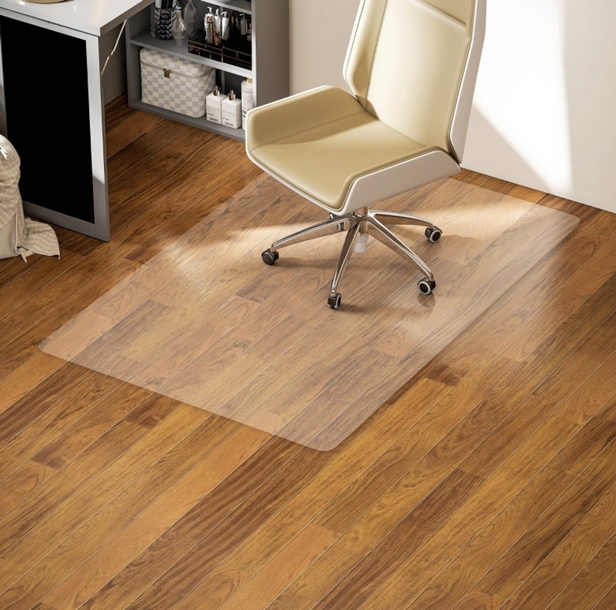 MIVRAY Bodembeschermmat – Antislip 100 x 150 cm – Kunststof – Transparant – Voor Bureaustoelen En Vloerbescherming – Opvouwbaar