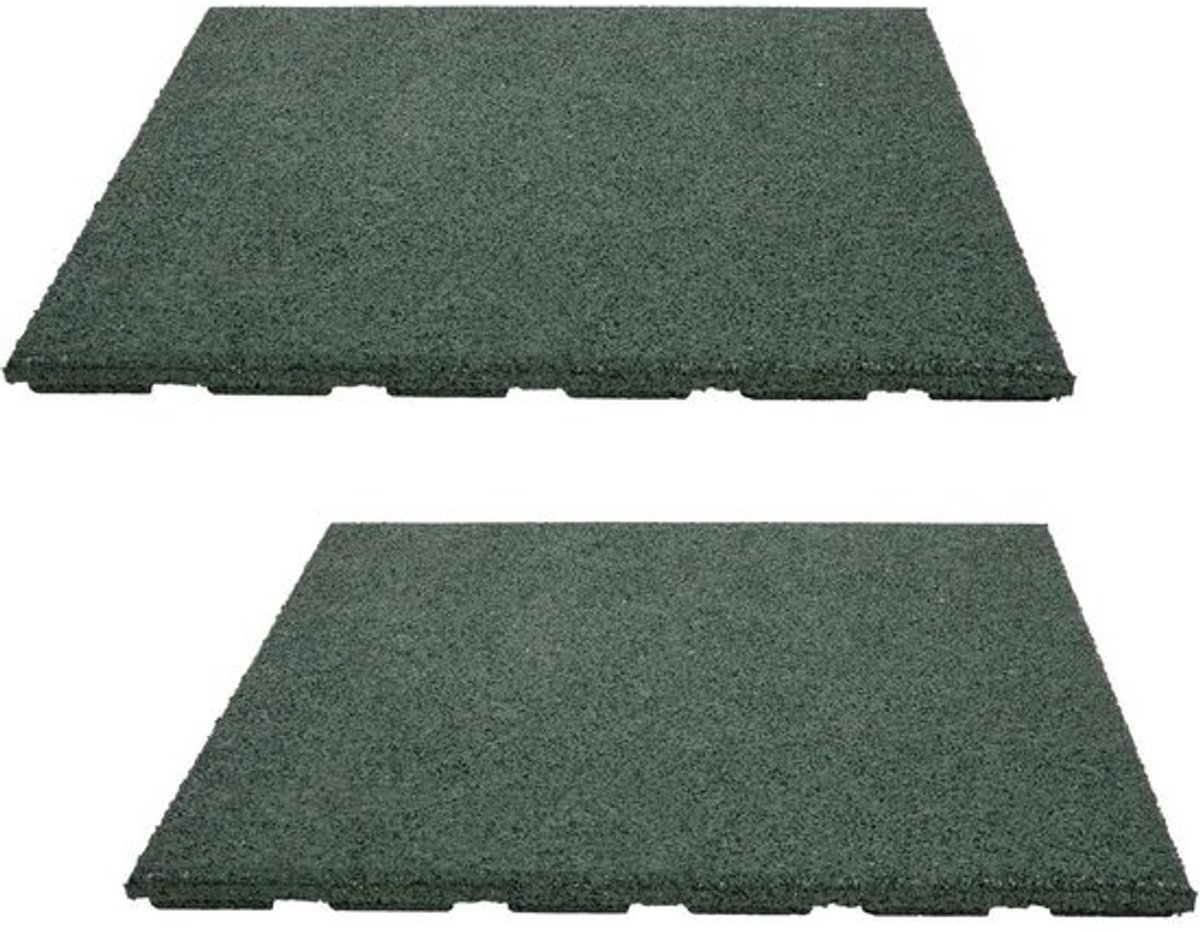 Dempende tegels - Veiligheidstegels voor valondergrond - Valbreking voor speeltoestellen - Schokabsorberend kunststof - 50x50 cm - 2,5 cm dik - Engels groen