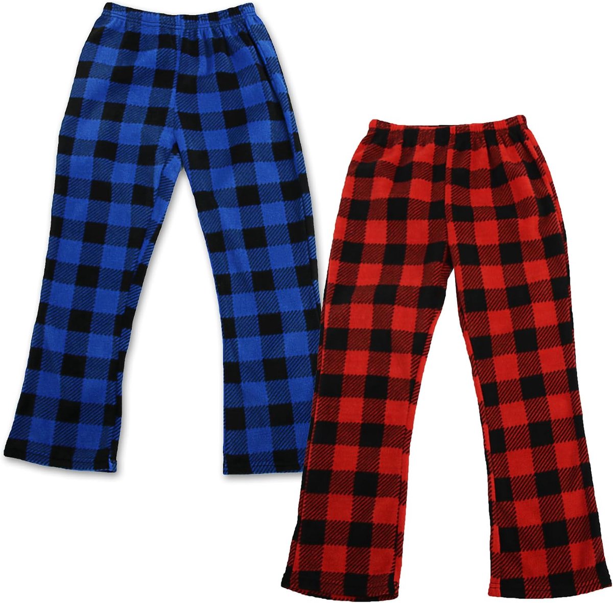 2 Pack Kids Meisjes Pyjama Bottoms Fleece Kerst Plaid Pjs Bottoms Zachte Geruite Pjs Broek met Zakken Nachtkleding Lounge Bottoms
