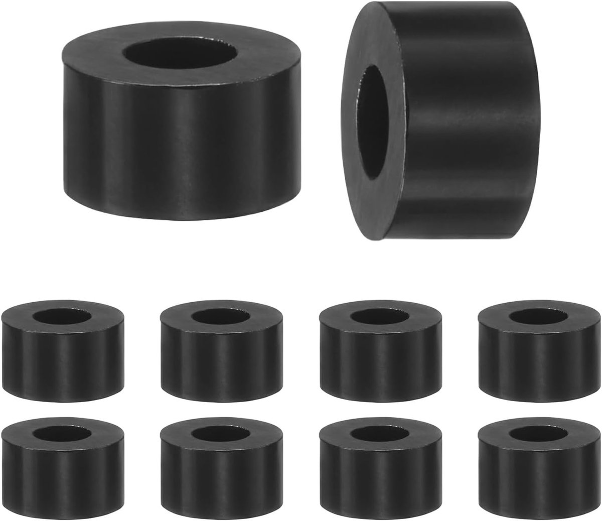 Set van 100 nylon ringen, 3,2 mm ID 7 mm OD 4 mm lengte ronde plastic afstandhouder afstandhouder niet-schroefdraad voor M3 schroeven/bouten/stopcontact/schakelaarhouder [zwart]
