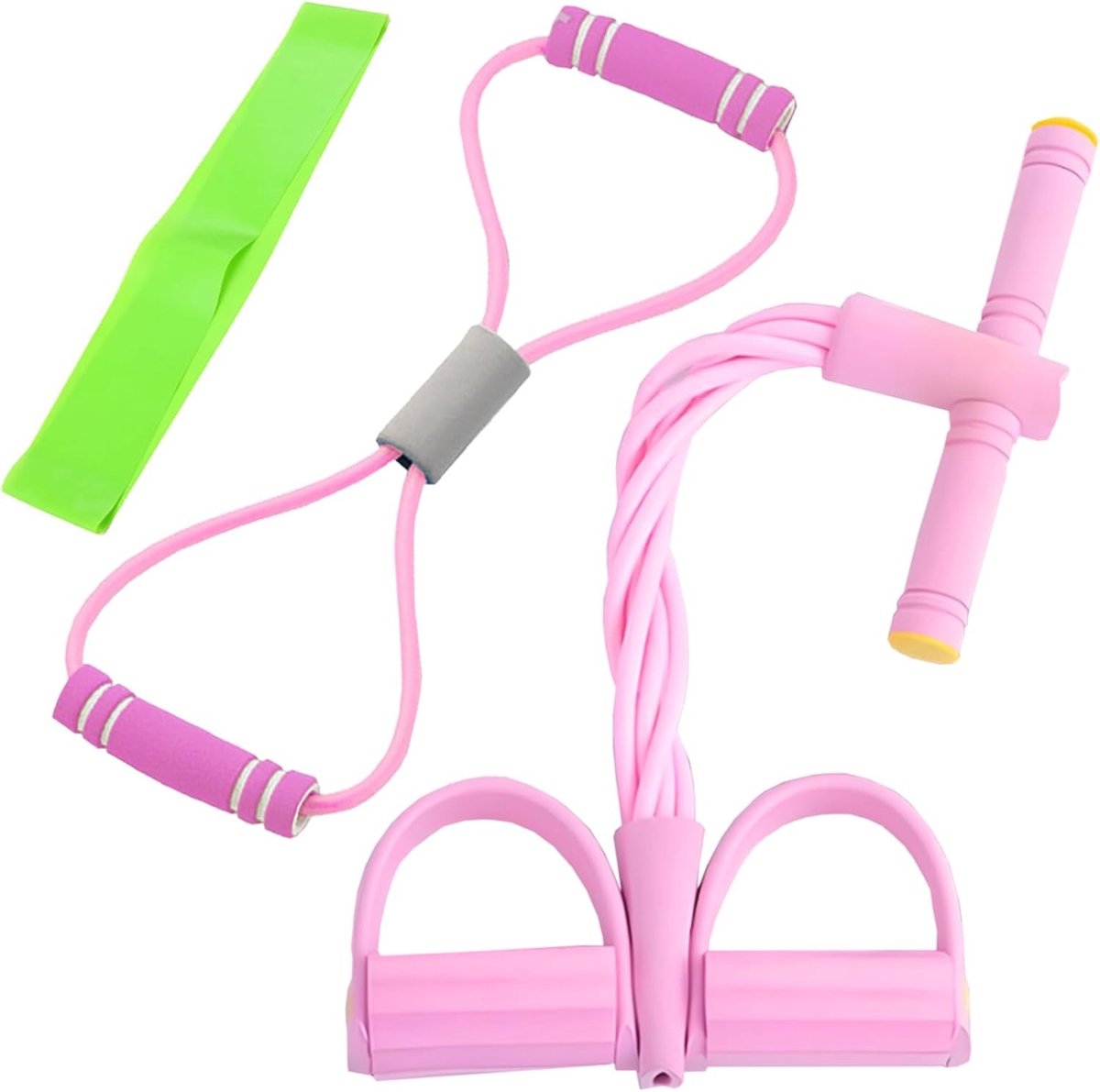 3 Stuks Elastische Fitness Touwen voor Pedalen met 8 Trekker Pullers en 6 Buizen voor Buik- en Taille-Oefeningen, Ideaal voor Weerstandstraining en Stretching